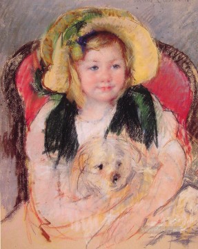 Sara con su perro impresionismo madres hijos Mary Cassatt Pinturas al óleo